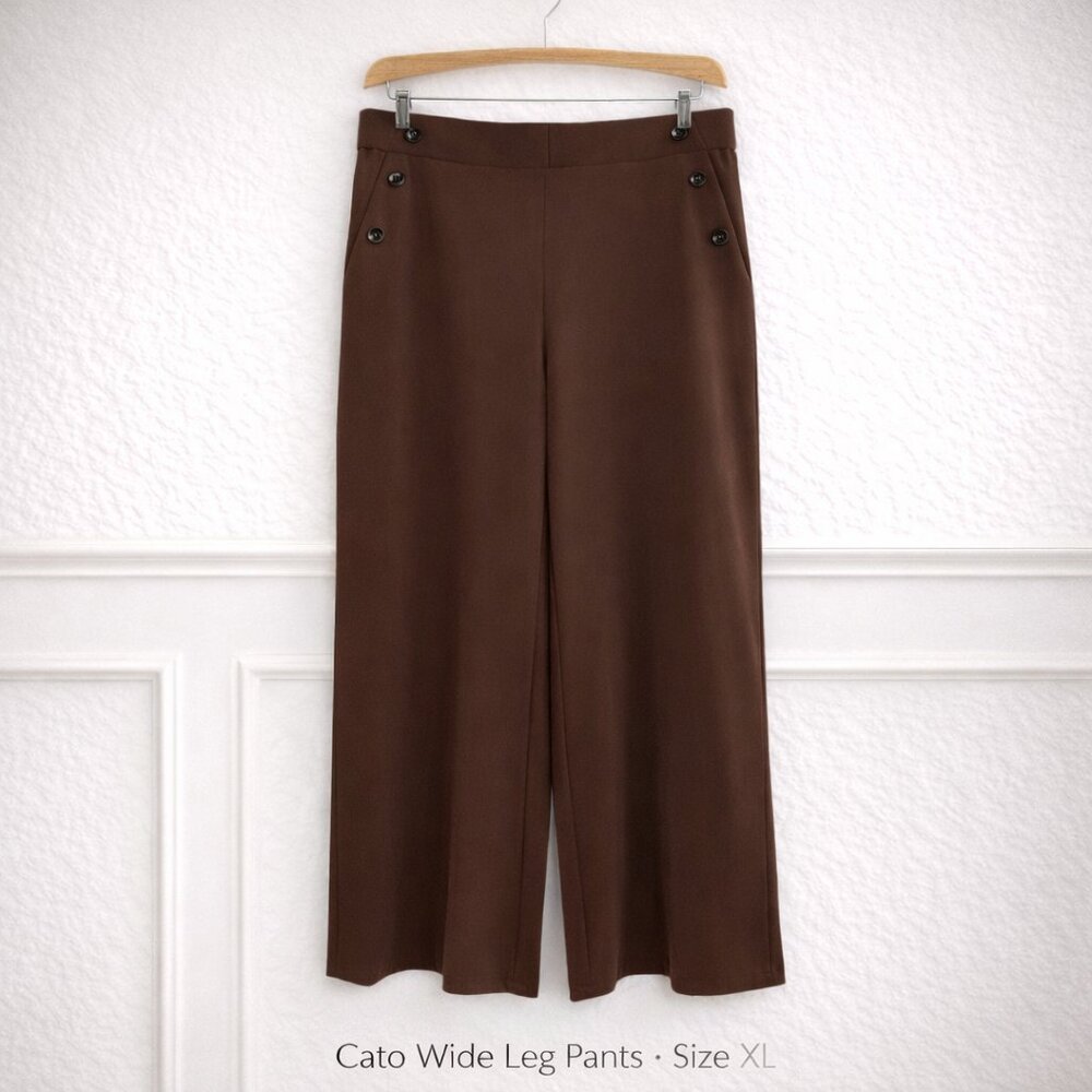 NWT Cato Classic High Rise Wide Leg Pants Brown XL